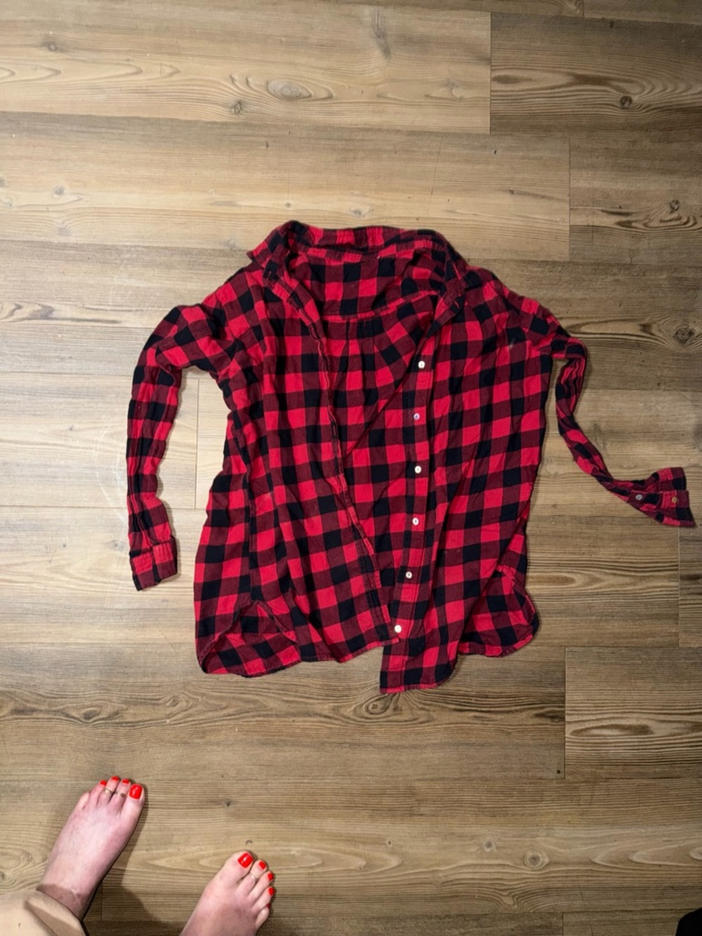 Red and Black Buffalo Plaid Button-Up Shirt